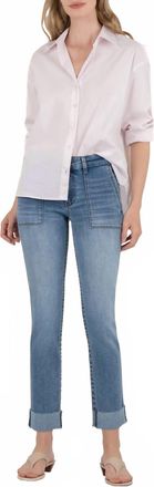 Kut from the Kloth Stevie Crop Straight Leg Jeans In Traditional