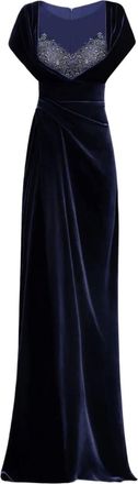 Gemy Maalouf Abito drappeggiato con perline - Blu