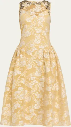 Cinq &agrave; Sept Organza Jacquard Drop-Waist Dress