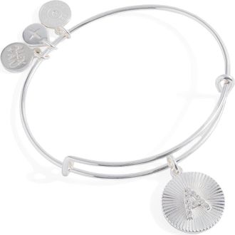 Alex and Ani Pave Starburst Texture Initial Bangle Bracelet in Silver - A at Nordstrom