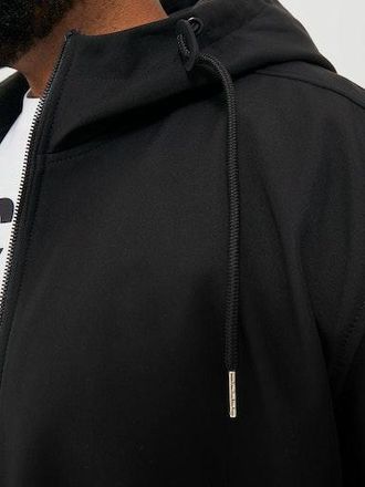 Jack & Jones Plus Size Softshelljacke JJEBASIC mit Kapuze und wasserabweisendem Stoff, Gr. 3XL, schwarz, Softshell, Obermaterial: 100% Polyester, JACK & JONES PLUSSIZE, unif