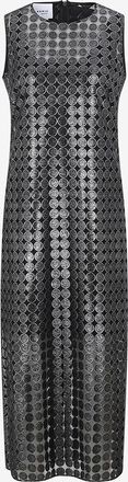 Akris T&uuml;ll-Midikleid ohne &Auml;rmel mit Metallic-Tupfen