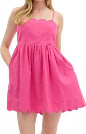 Entro Scallop Accent Mini Dress In Hot Pink