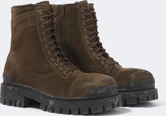 Balenciaga Strike suede combat boots