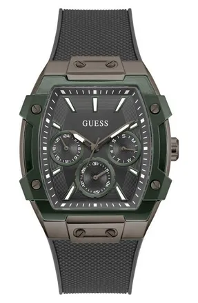 Guess Multifunction Silicone Strap Watch, 44mm x 51mm in Grey at Nordstrom