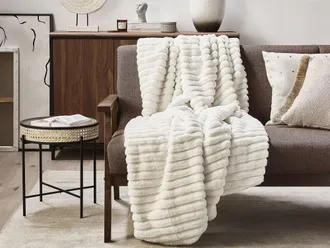 Beliani Manta de poliéster blanco 200x150cm