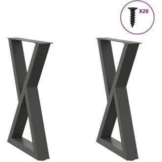 vidaXL Patas Para Mesa De Comedor (2 Unidades), Antracita, 50 X (72-73,3) Cm, Acero Vidaxl