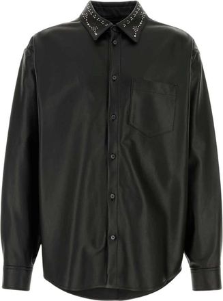 Marni Leren Shirt - Heren - Overhemden - Zwart - Maat: L Leer