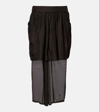 Christophe Lemaire Draped semi-sheer silk midi skirt