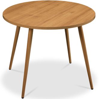 Best Choice Products Round Mid-Century Modern 35.5in Dining Table, Dinette for Home or Kitchen w/Wood Finish Steel Legs
