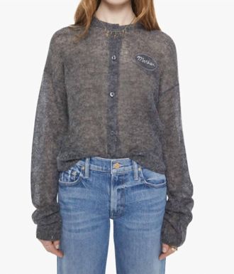 Mother Crop Cardigan In Grey