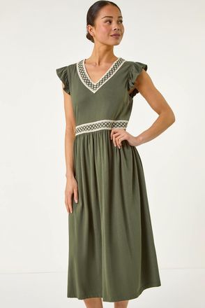 Roman Crochet Trim Midi Dress
