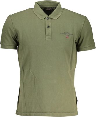 Napapijri Groen Katoenen Poloshirt met Print en Logo - Heren - Polos - Groen - S - Katoen - Tops