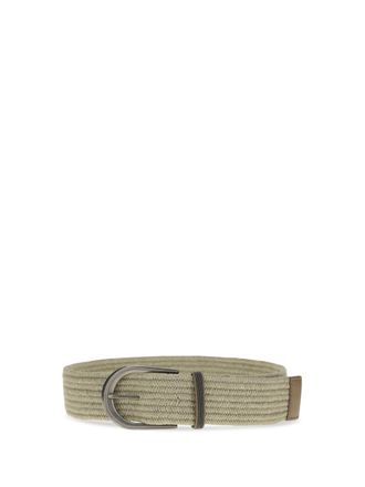 Brunello Cucinelli Braided Linen with Shiny Loop Belt - Beige