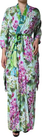Dolce & Gabbana Womens Multicolor Floral Silk Stretch Wrap Dress Elastane