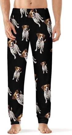 Generic Jack Russell Terrier Mens Pajama Pant Soft Novelty Straight-Fit Jogger Sleep Pants Casual Lounge PJs 2XL