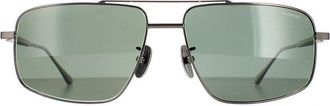 Chopard Aviator Mens Total Shiny Gunmetal Grey Green Polarised SCHF21M - Black Metal (archived) - One Size