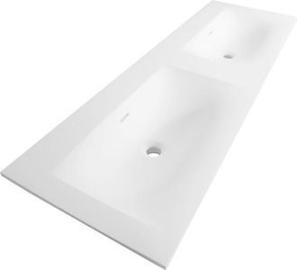 Marcel Breuer Furiosa Meubelwastafel - 120x46x2cm - overloop - 2 wasbakken links rechts - zonder kraangaten - Finestone mat wit