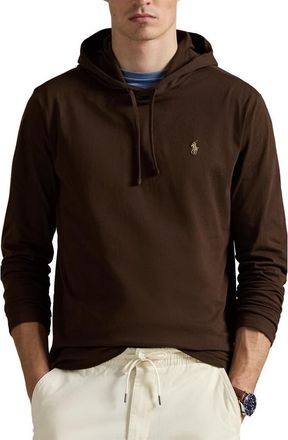 Polo Ralph Lauren Long Sleeve Hooded Cotton T-Shirt in Nutmeg Brown at Nordstrom, Size Medium
