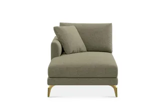 Castlery Lena Left Chaise Sofa Customized, Performance Classic Twill Moss with Brass Legs, Spill Resistant, Removable Covers for Castlery