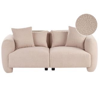 Beliani Sof&aacute; Tapizado De Boucl&eacute; Minimalista De Perfil Bajo 3 Plazas Asiento Profundo Beige Eknes