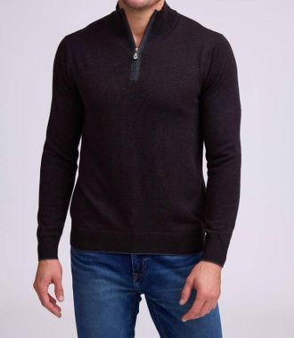 Raffi Palmer Mock Zip Sweater In Espresso