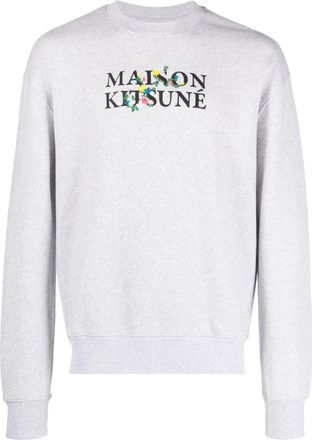 Maison Kitsuné Light Grey Logo Print Sweatshirt