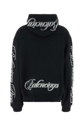 Balenciaga Womens Slate Cotton Oversize Sweatshirt Washed Black 2-White T Ri Polyester Felpe 2/white