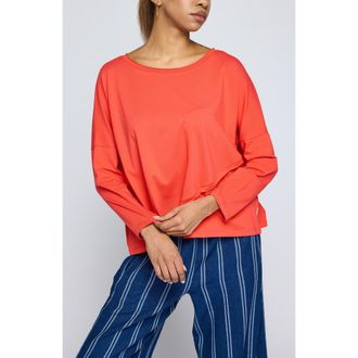 Luukaa D'Celli Cerys Asymmetric Jersey Blouse in Vermillion at Nordstrom, Size X-Large