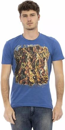 Trussardi Blauw Frontprint Tee Casual Elegantie - Heren - T-shirts - Blauw - 3XL - Katoen - Tops