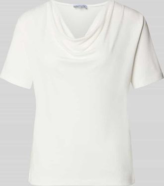 More & More More & More T-Shirt mit Wasserfall-Ausschnitt in Offwhite, Gr&ouml;&szlig;e 34