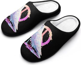 Generic Dove1 with Peace Sign Cotton Slippers for Women Memory Foam Comfy House Shoes with Anti-Skid Rubber Sole