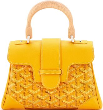 Goyard Saigon Top Handle Bag Coated Canvas with Leather Mini