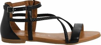 Tamaris Sandalen in leer met platte hak