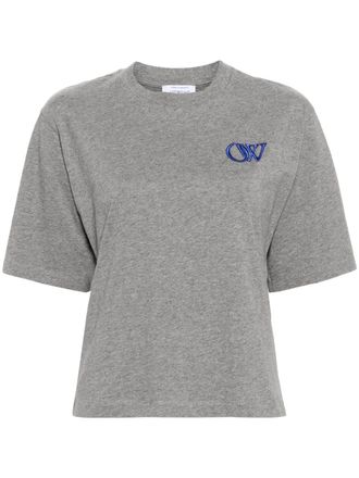 Off-white T-shirt met geborduurd logo - Grijs