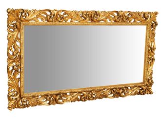 Biscottini International Biscottini - Espejo De Pared De Colgar En Madera Con Acabado De Hoja De Oro Antiguo Hecho En Italia