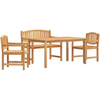 vidaXL Juego De Comedor Para Jard&iacute;n 4 Piezas Madera Maciza De Teca Vidaxl