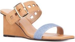 Torgeis Lea Wedge Sandal in Beige/Denim at Nordstrom Rack, Size 7.5