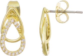Adornia 14K Gold Plated Cubic Zirconia Interlocking Teardrop Stud Earrings at Nordstrom Rack