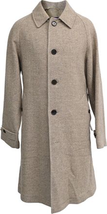 Ralph Lauren Herringbone Belted Single-Belted Coat in Beige Wool