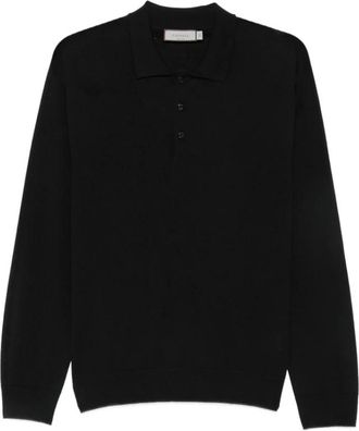 Canali Tops, Heren, Zwart, 2Xl, Wol, Nuvola Seamless Polo