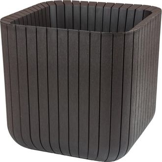 Keter Vaso Keter Cube 39,5x39,5 H, Dise&ntilde;o Moderno Y Efecto Madera