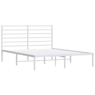 Berkfield Home Metal Bed Frame with Headboard White 140x200 cm