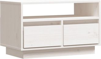 vidaXL Vidaxl - Mueble de tv de madera maciza de pino blanco 60x35x37 cm