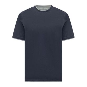 Brunello Cucinelli Brunello Cucinelli, T-Shirts, male, Blue, Size: XL Crew-Neck T-Shirt