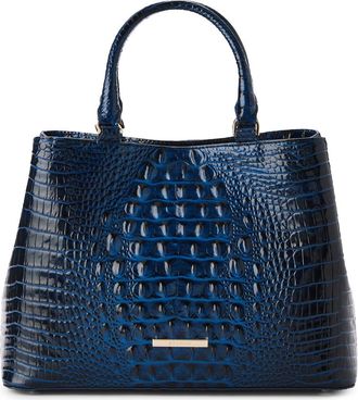 Brahmin Small Denise Croc Embossed Leather Satchel in Anchor at Nordstrom