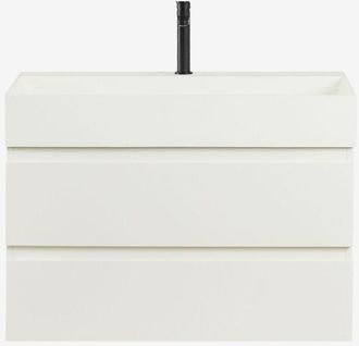 Sklum Sklum - Conjunto De Mueble De Ba&ntilde;o En Madera Y Chapa De Fresno Con Lavabo Integrado Ona