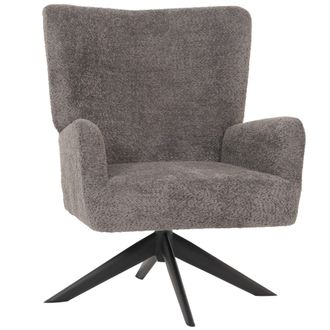 Hhg Hhg - Sill&oacute;n Lounge 916, Sill&oacute;n Cocktail Sill&oacute;n Tapizado Reclinable, Giratorio, Tela/textil Chenilla Metal, Gris Oscuro