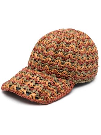 Alberta Ferretti Cappello da baseball con lavorazione alluncinetto - Marrone