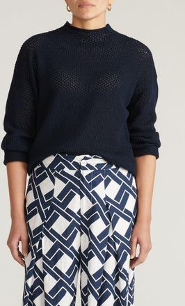 Universal Standard Positano Cotton Pointelle Sweater in Navy Blue at Nordstrom, Size Xxx-Large